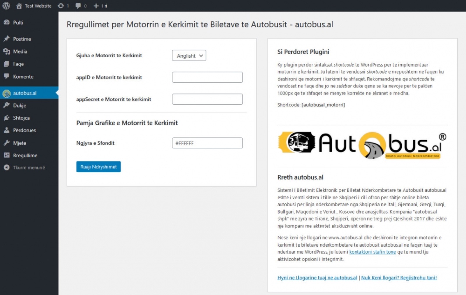 Plugin per WordPress per autobus.al